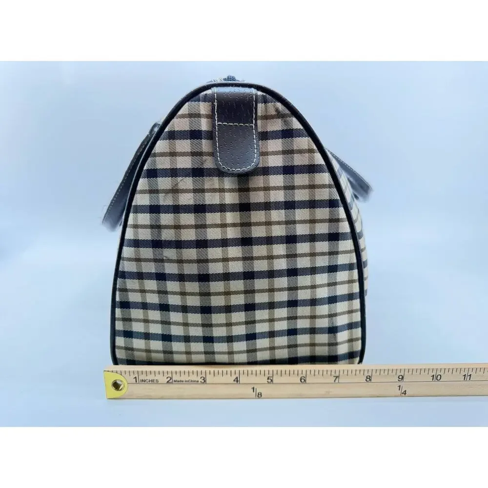 Vintage Toledano Plaid Duffle Bag Double Handle Travel Luggage Made in Korea